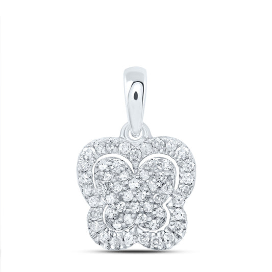 10kt White Gold 1/5 Cttw Diamond Butterfly Pendant