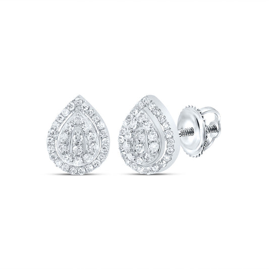 10kt White Gold 1/5 Cttw Diamond Pear Stud Earring