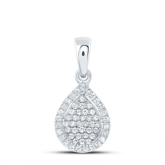 10kt White Gold 1/8 Cttw Diamond Pear Pendant