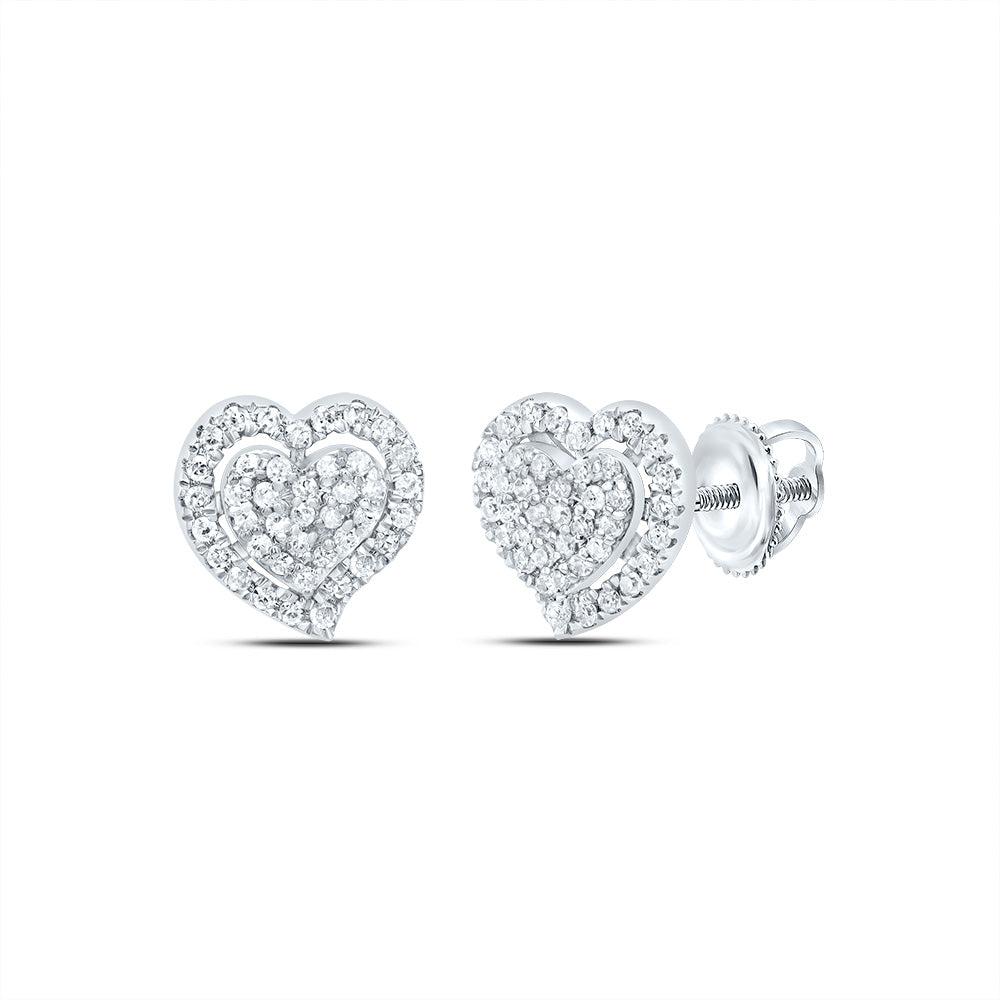 10kt White Gold 1/5 Cttw Natural Diamond Heart Stud Earring