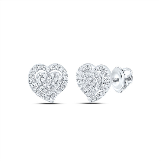 10kt White Gold 1/5 Cttw Natural Diamond Heart Stud Earring