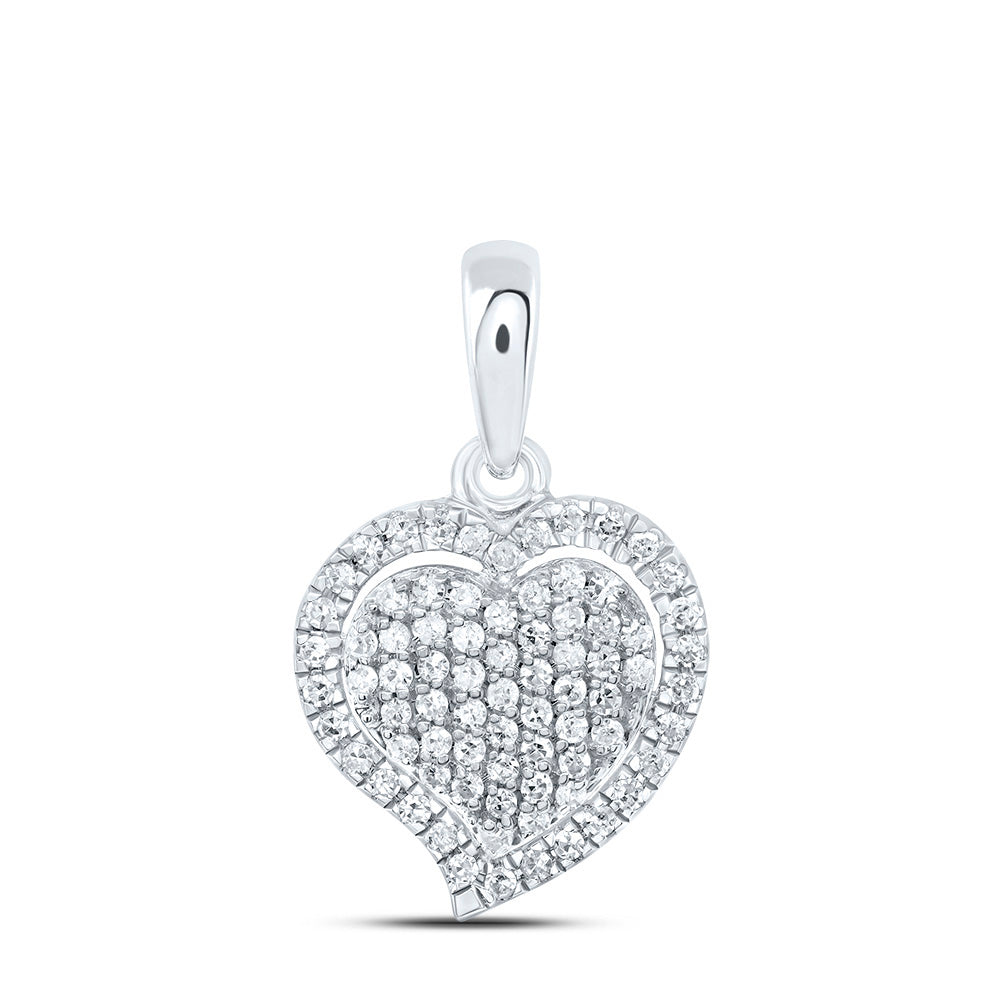 10kt White Gold 1/5 Cttw Natural Diamond Heart Pendant