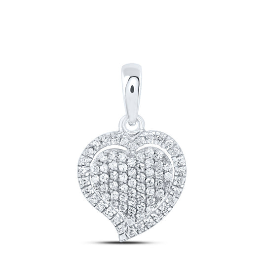 10kt White Gold 1/5 Cttw Natural Diamond Heart Pendant
