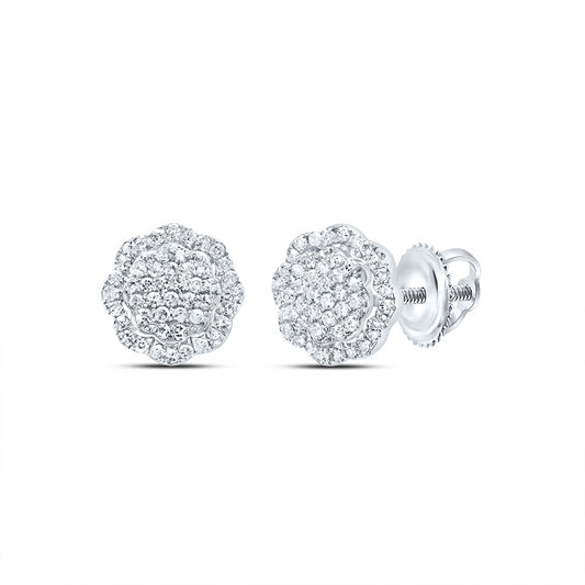 10kt White Gold 1/4 Cttw Diamond Flower Stud Earring