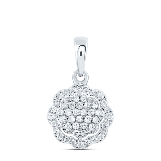 10kt White Gold 1/6 Cttw Diamond Flower Pendant