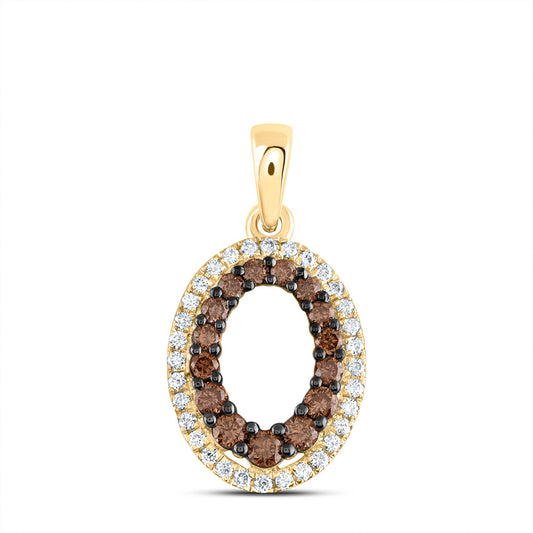 14kt Yellow Or Rose Gold Diamond Ana M Cognac Natural Oval Pendant