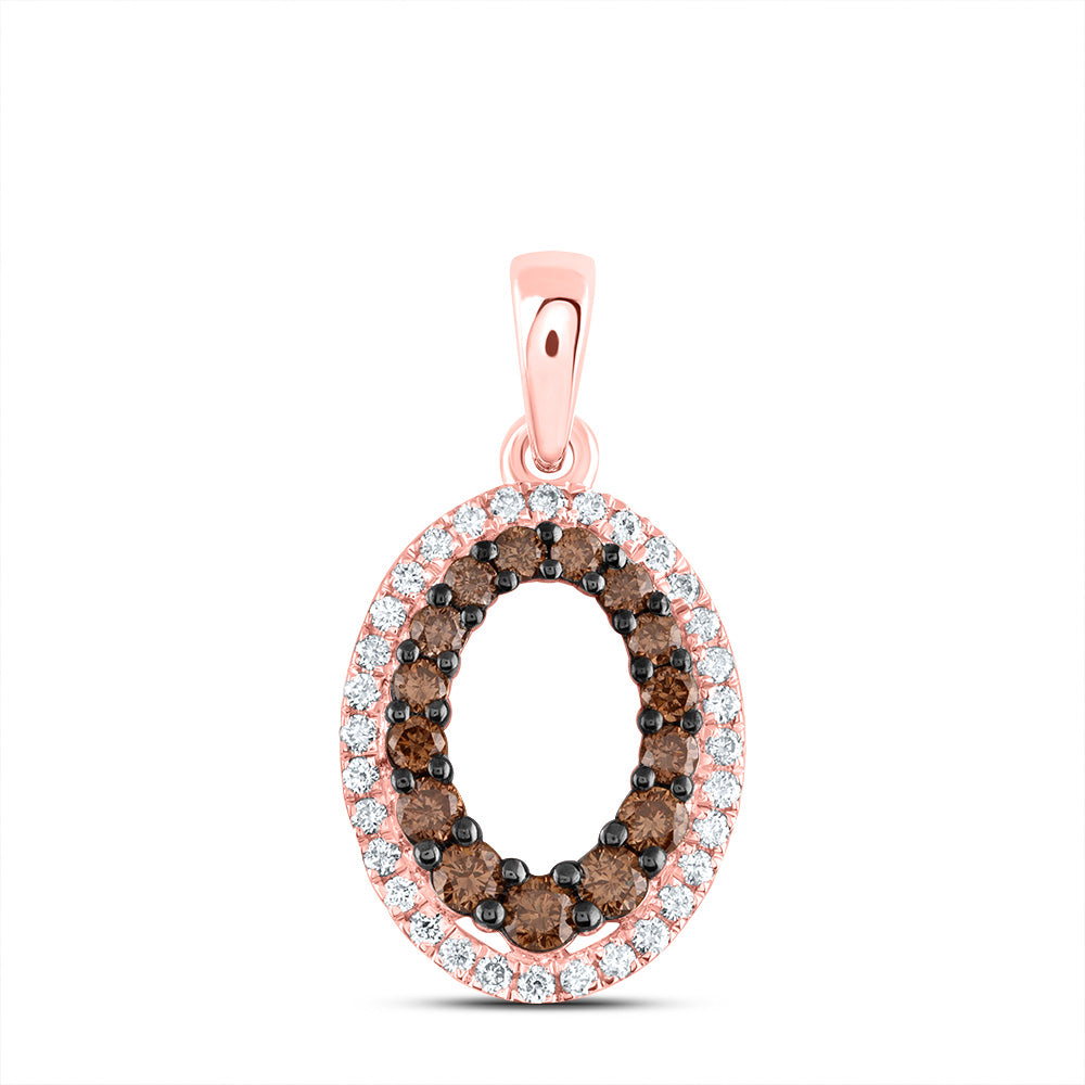 14kt Yellow Or Rose Gold Diamond Ana M Cognac Natural Oval Pendant