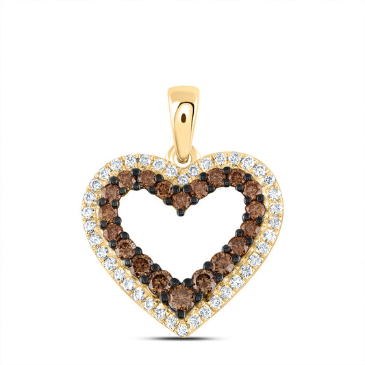 14kt Yellow Gold 1/2 Cttw Natural Diamond Ana M Cognac Natural Heart Pendant