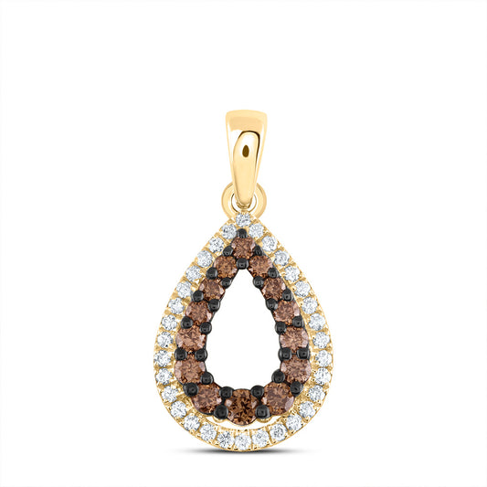 14kt Yellow Or Rose Gold Diamond Ana M Cognac Natural Pear Pendant