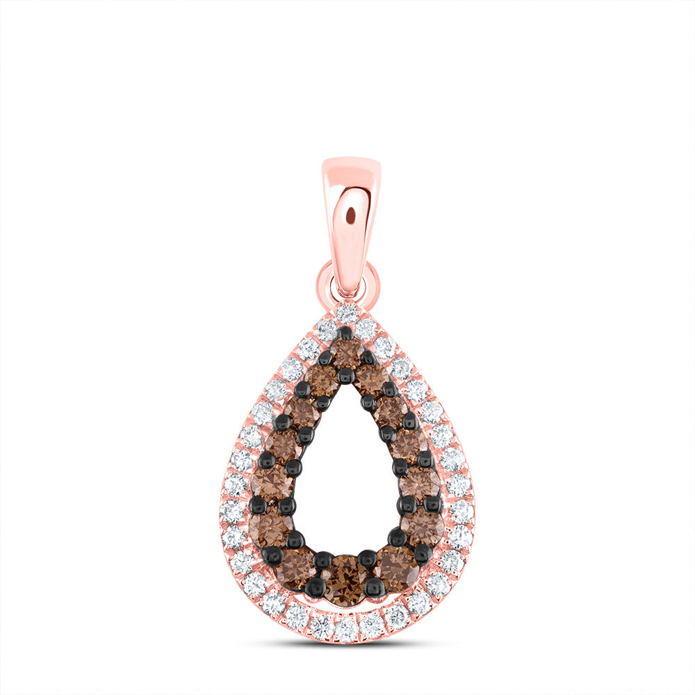 14kt Yellow Or Rose Gold Diamond Ana M Cognac Natural Pear Pendant
