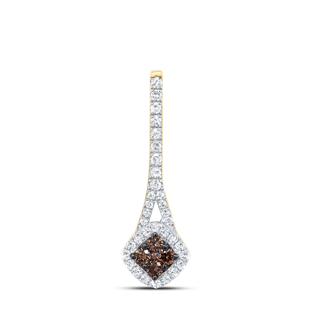 10kt Yellow Gold 1/4 Cttw Diamond Cognac Natural Diamond Pendant