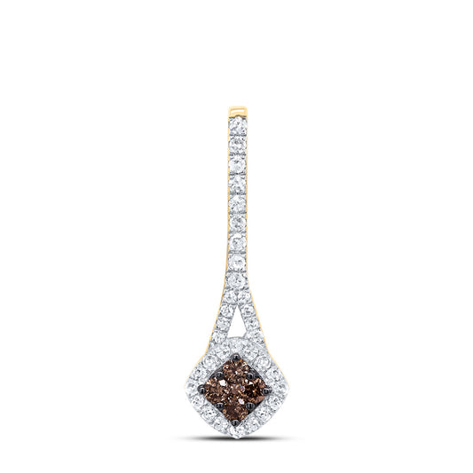 10kt Yellow Gold 1/4 Cttw Diamond Cognac Natural Diamond Pendant