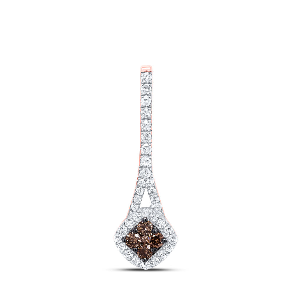 10kt Rose Gold 1/4 Cttw Diamond Cognac Natural Diamond Pendant