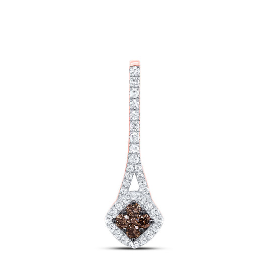 10kt Rose Gold 1/4 Cttw Diamond Cognac Natural Diamond Pendant