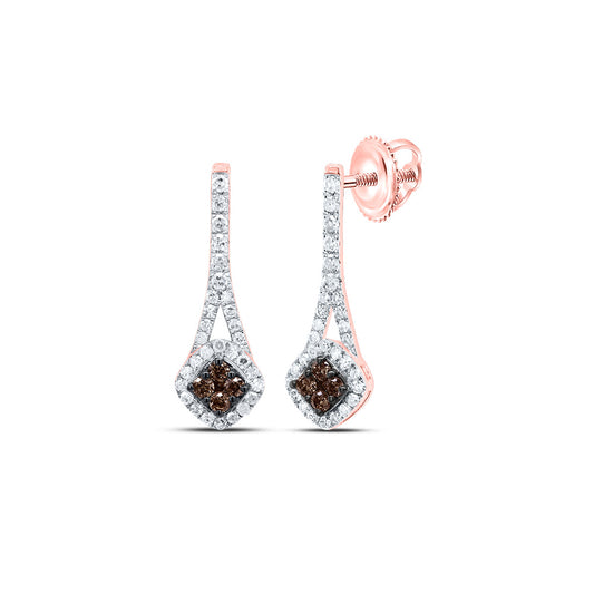 10kt Rose Gold 1/3 Cttw Diamond Cognac Natural Diamond Earring