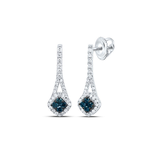 10kt White Gold 1/3 Cttw Diamond Blue Diamond Earring