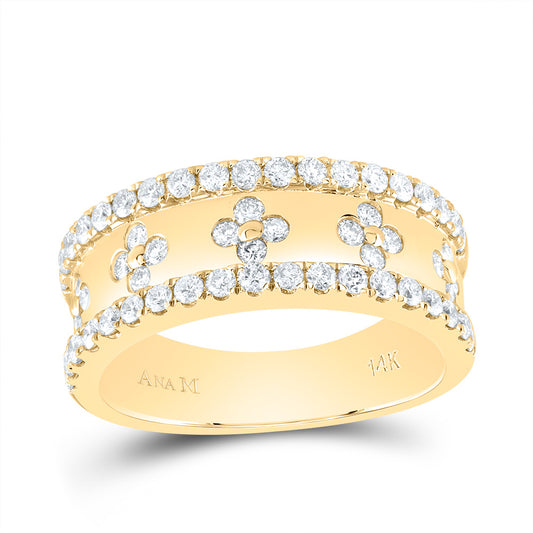 14kt Yellow Gold 7/8 Cttw Diamond Ana M Fashion Bridal Wedding Engagement Anniversary Womens Band, Women Size: 5-9