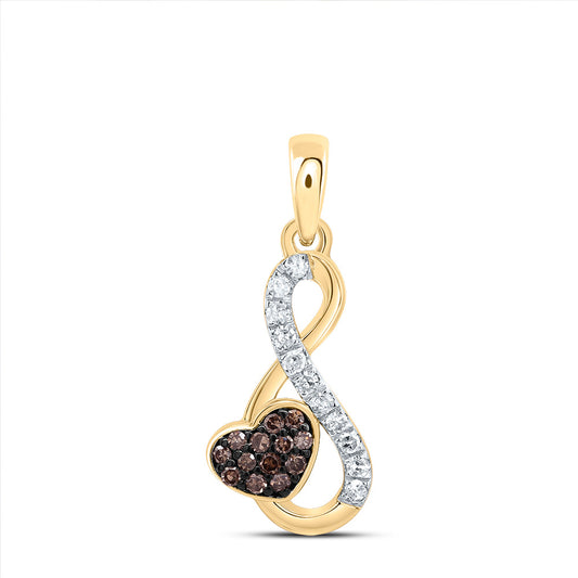 10kt Yellow Or Rose Gold Natural Diamond Cognac Natural Diamond Infinity Heart Pendant