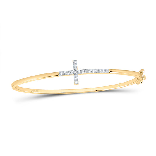10kt Yellow Or White Gold Natural Diamond Fashion Cross Bangle (55x45)
