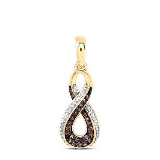 10kt Yellow Gold 1/8 Cttw Diamond Cognac Natural Diamond Infinity Pendant