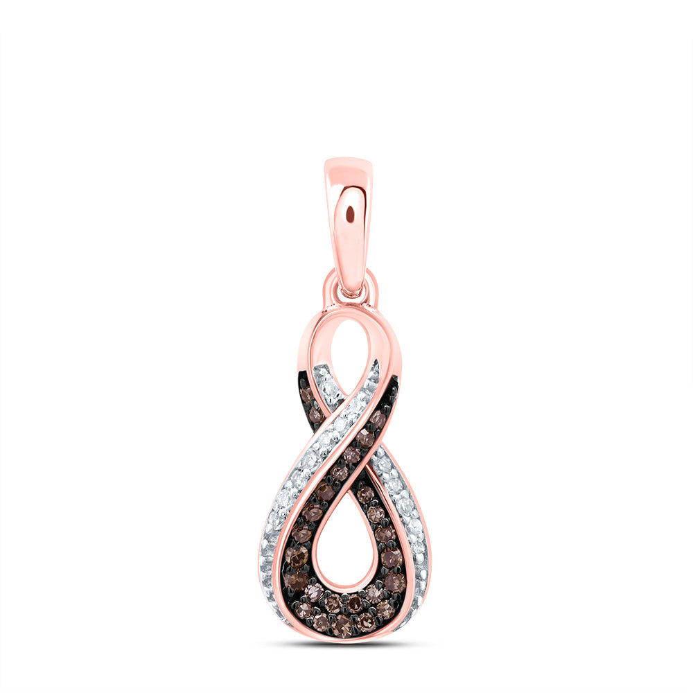 10kt Rose Gold 1/8 Cttw Diamond Cognac Natural Diamond Infinity Pendant