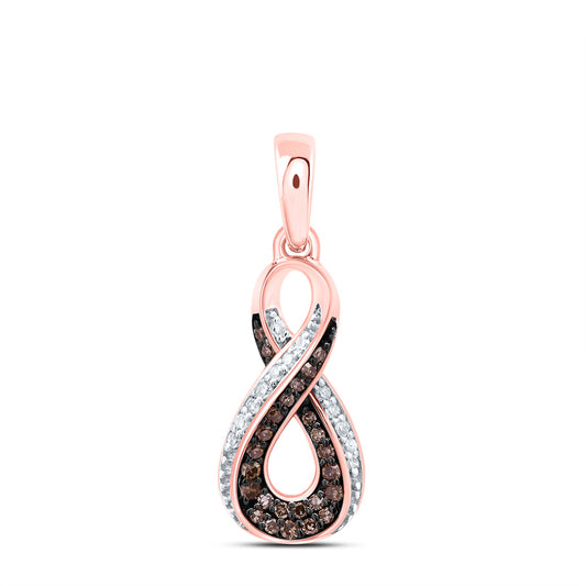 10kt Rose Gold 1/8 Cttw Diamond Cognac Natural Diamond Infinity Pendant