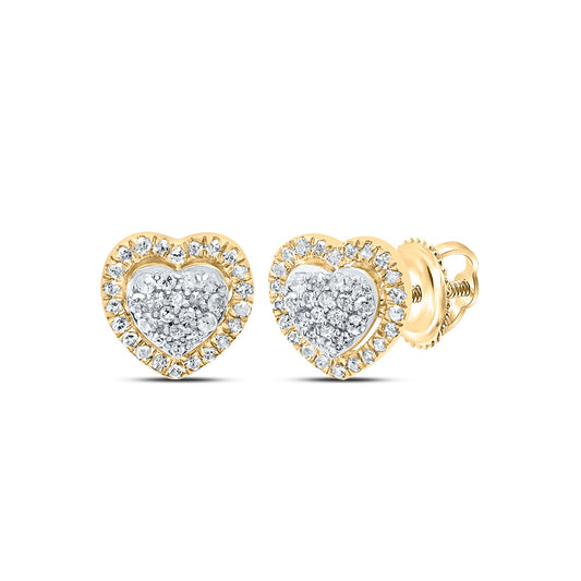 10kt Yellow Gold 1/4 Cttw Natural Diamond Heart Stud Earring