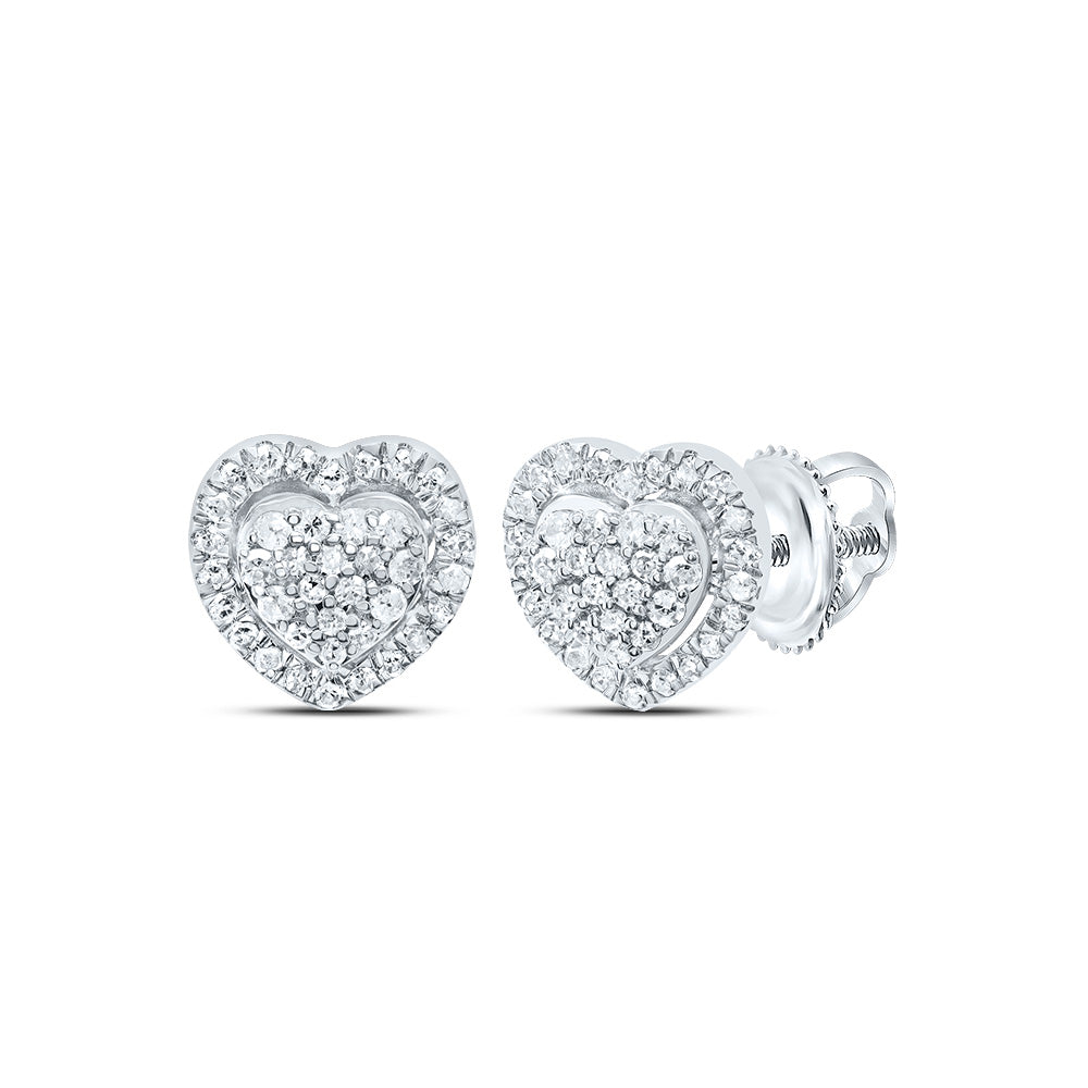 10kt White Gold 1/4 Cttw Natural Diamond Heart Stud Earring