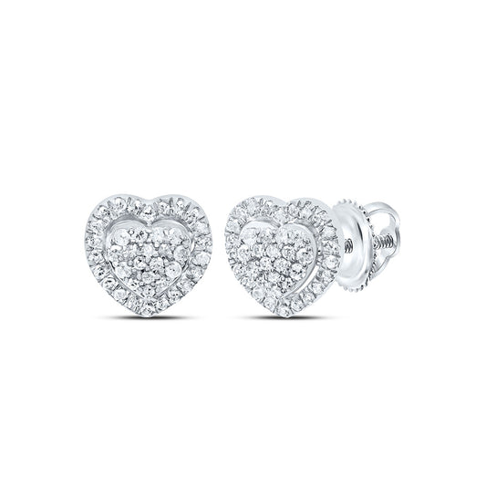 10kt White Gold 1/4 Cttw Natural Diamond Heart Stud Earring