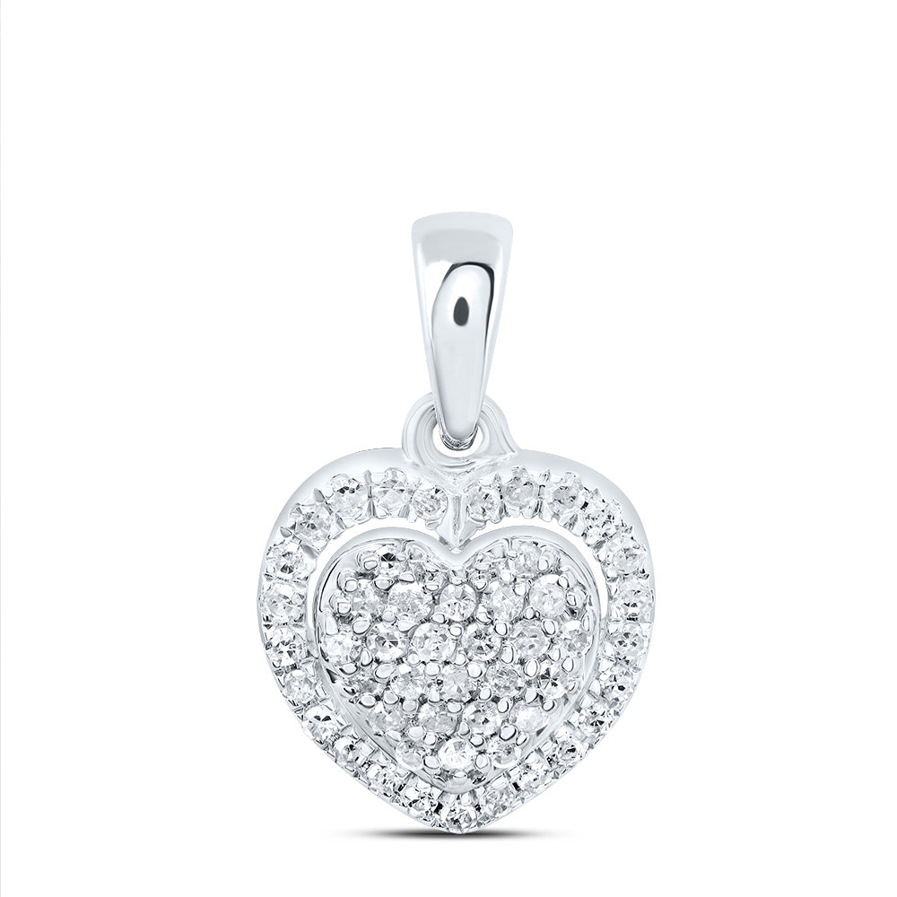 10kt White Gold 1/5 Cttw Natural Diamond Heart Pendant