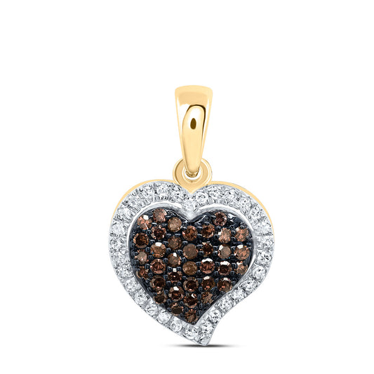 10kt Yellow Gold 1/5 Cttw Natural Diamond Cognac Natural Diamond Heart Pendant