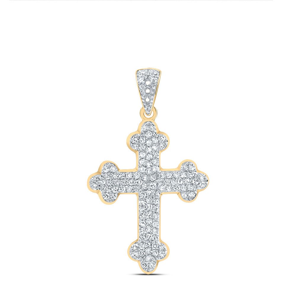 10kt Yellow Gold 1/4 Cttw Diamond Fashion Cross Pendant