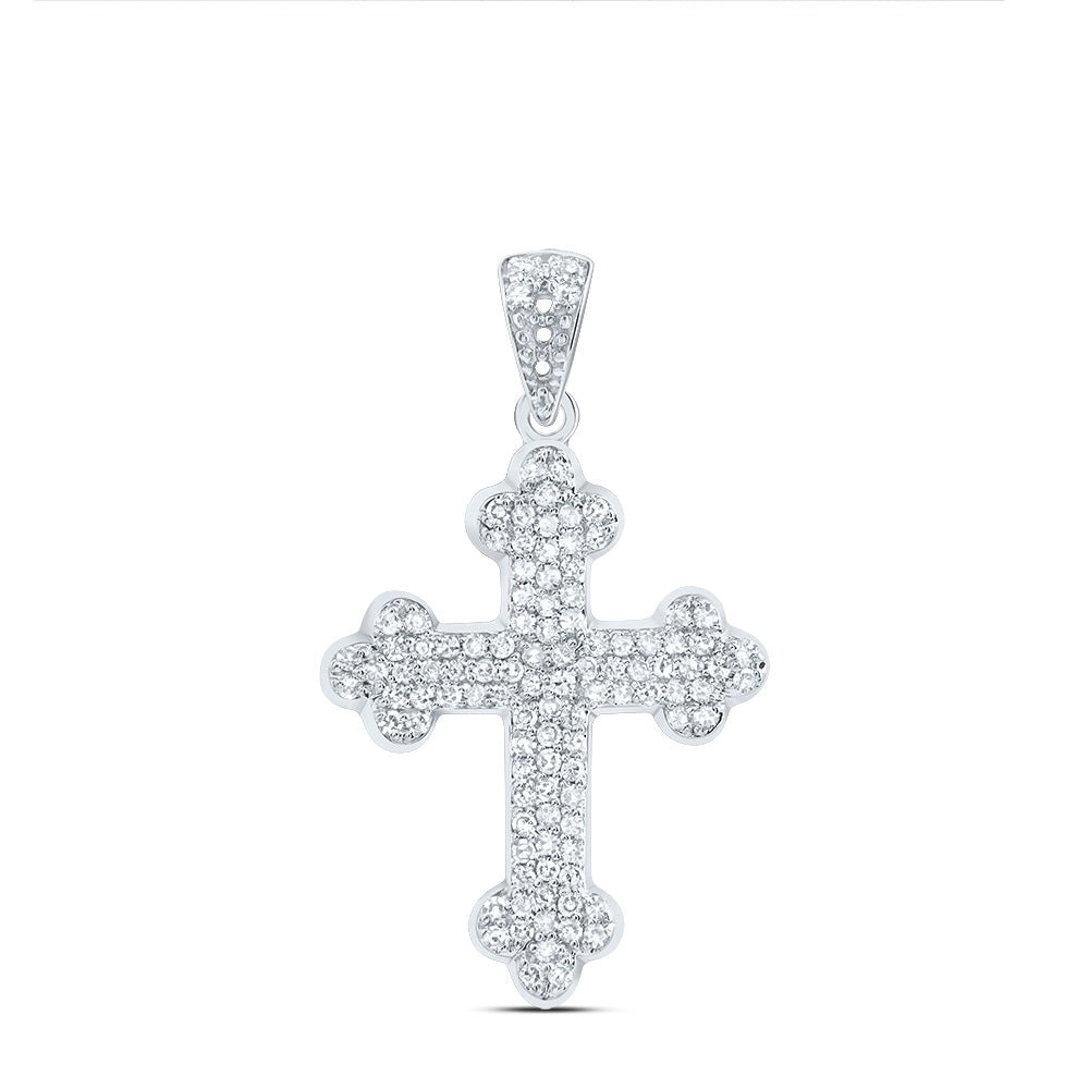 10kt White Gold 1/4 Cttw Diamond Fashion Cross Pendant