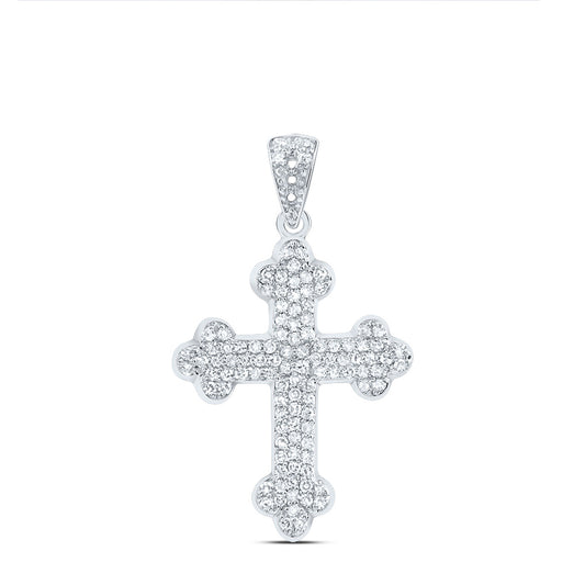 10kt White Gold 1/4 Cttw Diamond Fashion Cross Pendant