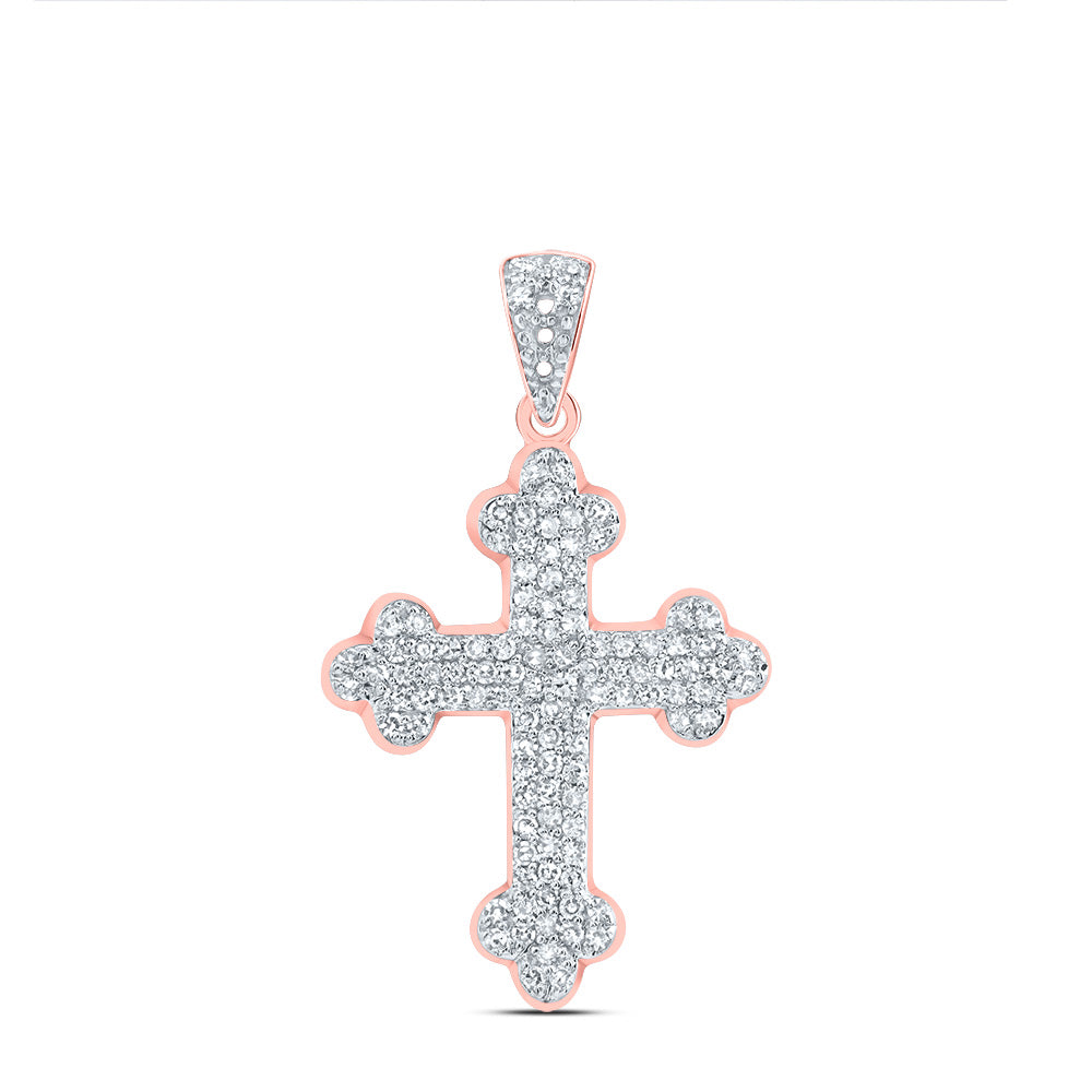 10kt Rose Gold 1/4 Cttw Diamond Fashion Cross Pendant