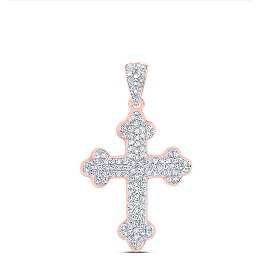 10kt Rose Gold 1/4 Cttw Diamond Fashion Cross Pendant