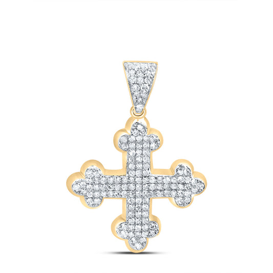 10kt Yellow Gold 3/8 Cttw Diamond Fashion Cross Pendant