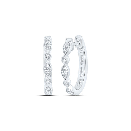 10kt White Gold 3/8 Cttw Diamond Fashion Hoop Earring