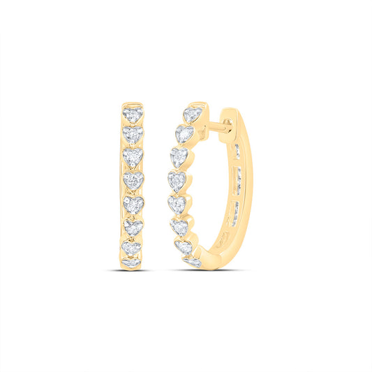 10kt Yellow Gold 3/8 Cttw Natural Diamond Fashion Heart Hoop Earring