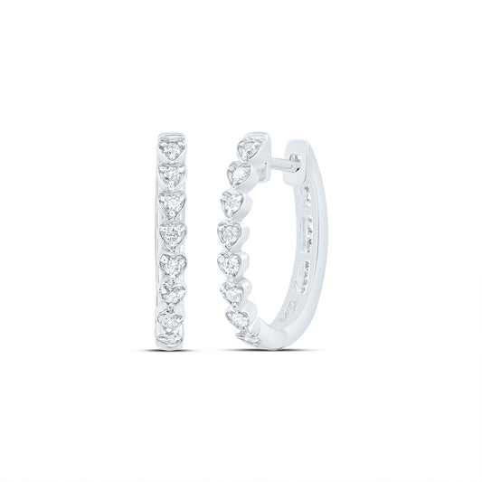 10kt White Gold 3/8 Cttw Natural Diamond Fashion Heart Hoop Earring