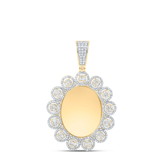 10kt Yellow Gold 1 5/8 Cttw Diamond Memory Round Mens Charm