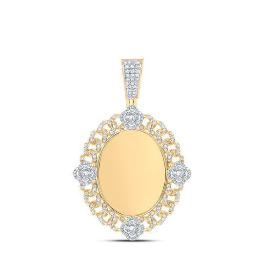 10kt Yellow Gold 7/8 Cttw Diamond Memory Clover Mens Charm