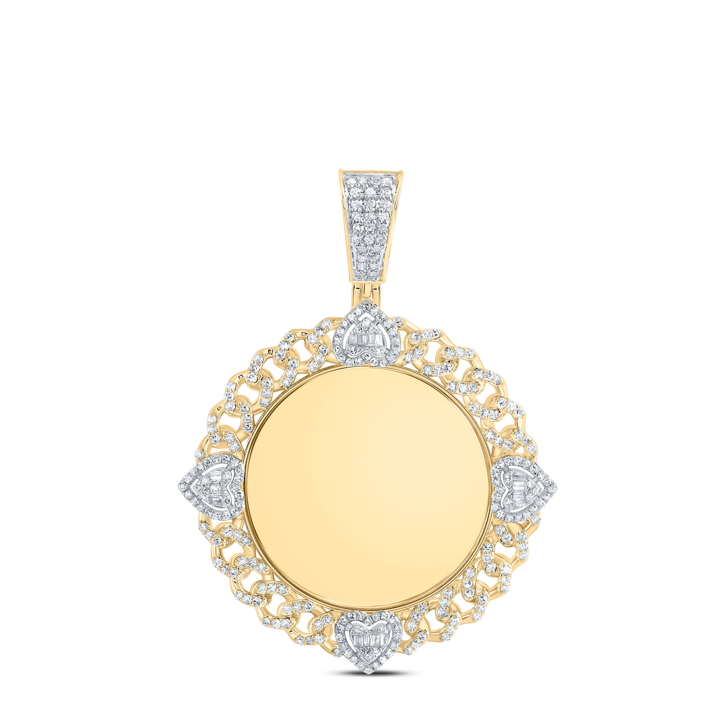 10kt Yellow Gold 1 Cttw Natural Diamond Memory Heart Mens Charm