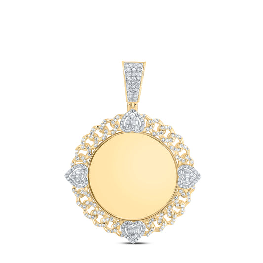 10kt Yellow Gold 1 Cttw Natural Diamond Memory Heart Mens Charm