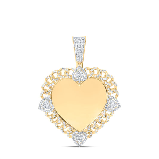 10kt Yellow Gold 1 Cttw Natural Diamond Memory Heart Mens Charm