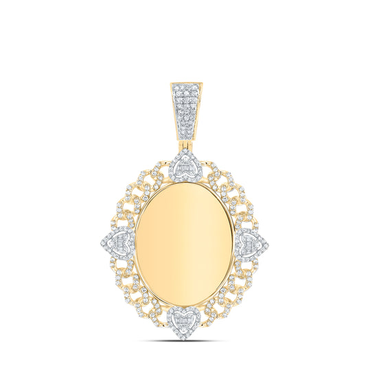 10kt Yellow Gold 7/8 Cttw Natural Diamond Memory Heart Mens Charm