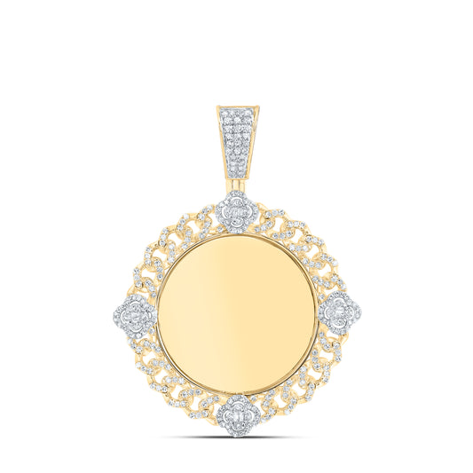 10kt Yellow Gold 1 Cttw Diamond Memory Clover Mens Charm