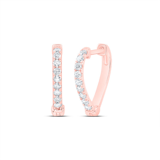10kt Rose Gold 1/4 Cttw Diamond Fashion Heart Hoops Earring