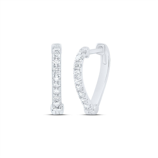 10kt White Gold 1/4 Cttw Diamond Fashion Heart Hoops Earring