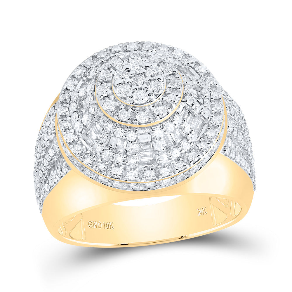 10kt Yellow Gold 2 Cttw Natural Diamond Fashion Round Men's Ring, Men Size: 8-12